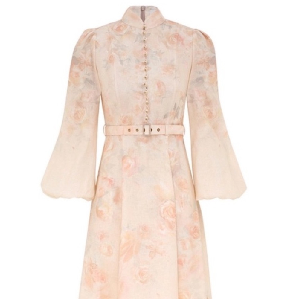 Zimmermann Floral Long Sleeve Dress in Cream and Pink. Absolutely stunning dress